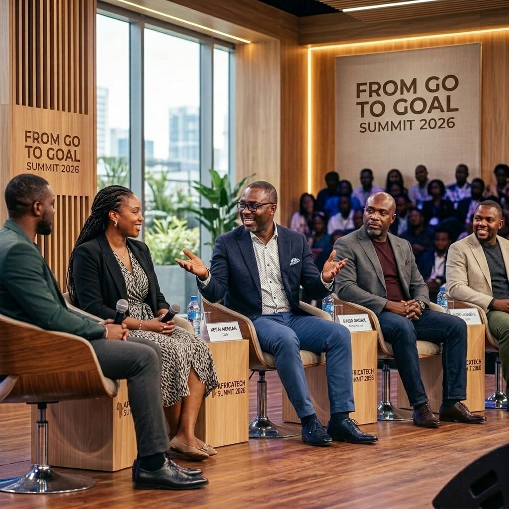 Professionals discussing ideas in a panel environment